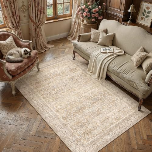 3x5 Beige Neutral Retro Area Rug - color: Retro | Beige, size: 3' x 5' (Rectangular)