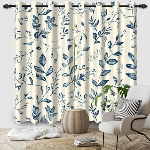 Botanical Blackout Curtains for Bedroom 84 Inches Long - color: Botanical-a