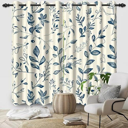 Botanical Blackout Curtains for Bedroom 84 Inches Long - color: Botanical-a