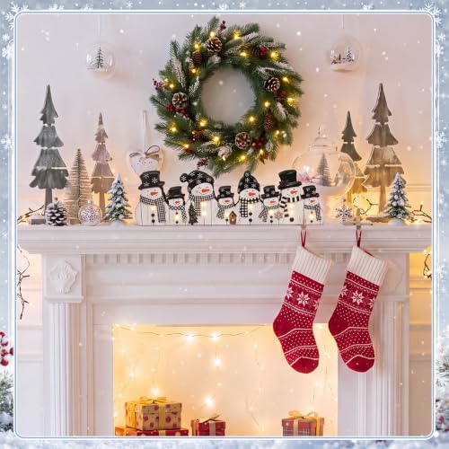 Yousoontic Christmas Table Decorations, Illuminated Snowman Table Centerpieces, Cute Wooden Sign Decorations with LED Lights, 3D Block Xmas Decor for Christmas Tabletop Mantel Desk Home Office Party - style: Illuminated Snowman