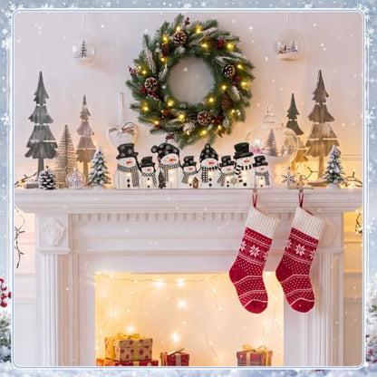Yousoontic Lighted Snowman Christmas Decoration Rustic Wooden Indoor Decor - style: Illuminated Snowman