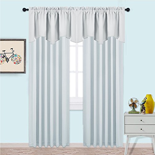 NICETOWN 2 Panels Greyish White Kitchen Valances for Windows, 42W x 18L - color: Greyish White, size: 42"W x 18"L (Pack of 2)