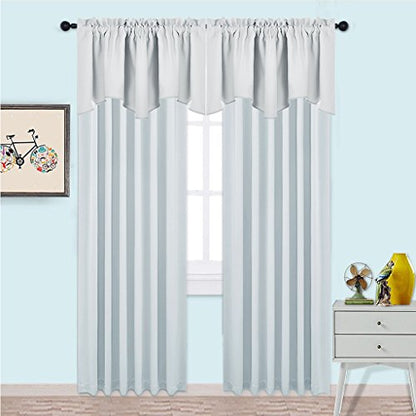 NICETOWN 2 Panels Greyish White Kitchen Valances for Windows, 42W x 18L - color: Greyish White, size: 42"W x 18"L (Pack of 2)