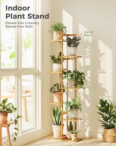 Bamworld Bamboo Plant Stand Indoor 7 Tiered Plant Shelf, Natural 55 Inch - color: Natural 7Tiered