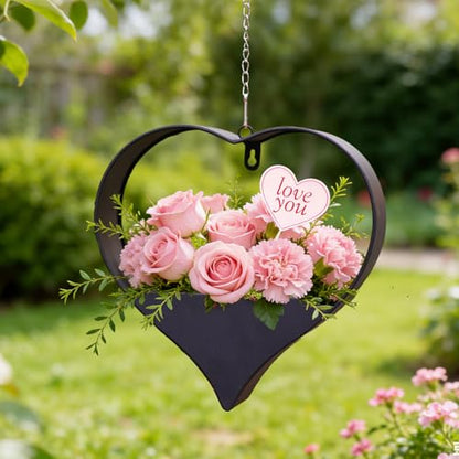 Metal Plant Hangers Indoor and Outdoor: Pots with Drainage Hole - color: Black Heart