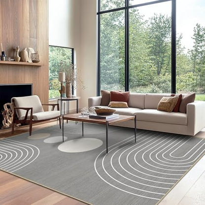 8x10 Boho Area Rug Living Room Modern Geometric Abstract Rug Washable Grey - color: Grey, size: 10' x 8' (Rectangular)