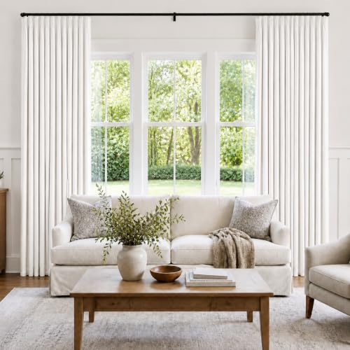 Topfinel Pinch Pleated Curtains Blackout 84 Inch 2 Panels Set, Dual Layer Natural Linen 100% Blackout Panels for Bedroom Living Room, Neutral Farmhouse Aesthetic Beige White Drapes 40" W*84" L - color: Natural, size: 40"W x 84"L (Pack of 2)