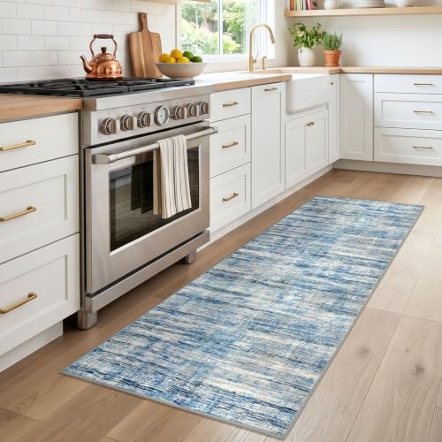 KOZYFLY Modern Washable Runner Rug 2x6 Runners for Hallways Blue Beige - color: Blue Beige, size: 2' x 6' (Runner)