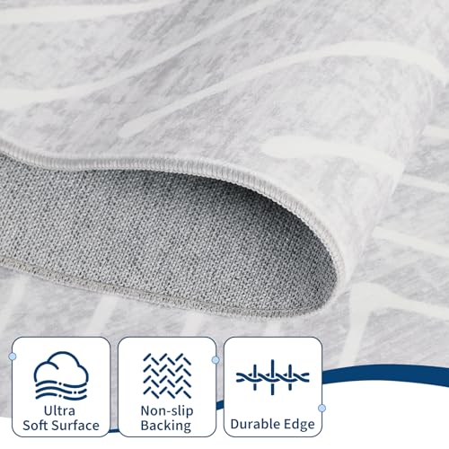 ROYHOME Washable Runner Rug 2x8 Non Slip Hallway Runner Rug for Entryway - color: Grey, size: 2' x 8' (Rectangular)