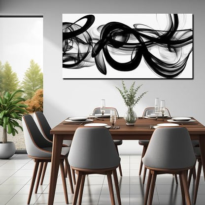 MDHKVPM Black Abstract Canvas Wall Art For Living Room Large Size - color: Black, size: 58"L x 29"W