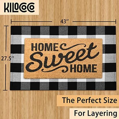KILOCOCO Buffalo Plaid Checkered Rug 27.5x43 in Black White Front Door Rug - color: Black and White, size: 2'4" x 3'7" (Rectangular)