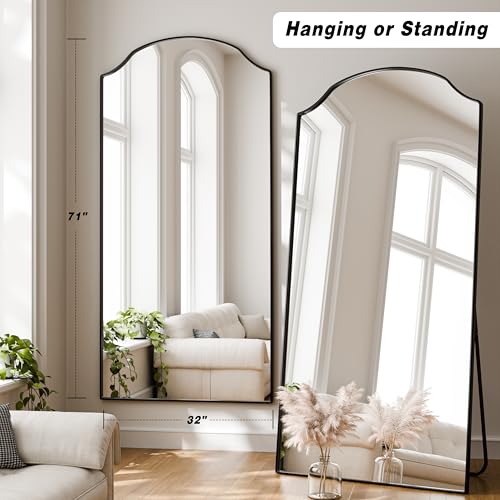VooBang Wave Curved Top Arched Mirror Full Length, 71"x32" Large Mirror - size: 71"L x 32"W