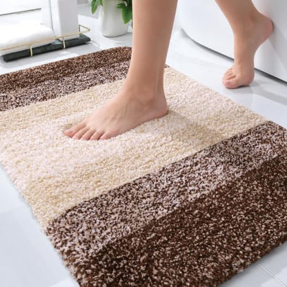 OLANLY Small Bathroom Rugs 24x16, Extra Soft Absorbent Microfiber Bath Rugs - color: Brown, size: 24" X 16"