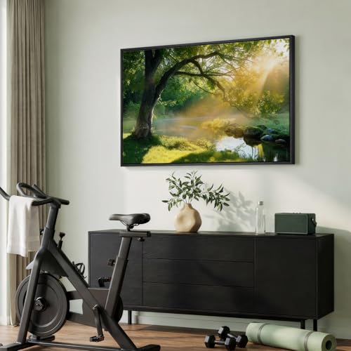 Framed Nature Sunset Tree Landscape Wall Art for Living Room, 24x36 Inch - color: Warm Green, size: 36"L x 24"W