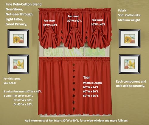 Today's Curtain, Orleans Scallop Curtain, Brick Red 24" Tier Pair, 60" W x 24" L, Brick Red - color: Brick Red, size: 60"W x 24"L (Pack of 1)