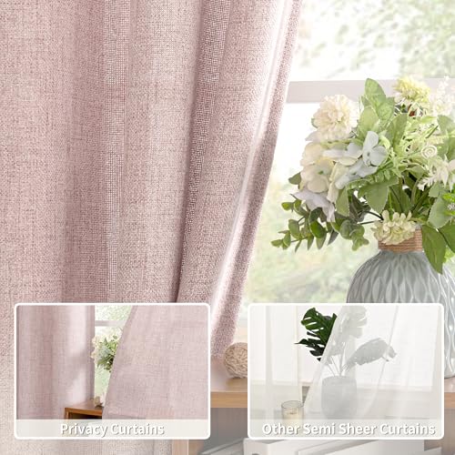 BGment Pink Faux Linen Curtains 63 Inch Length 2 Panels for Bedroom - color: B - Linen Rose Pink, size: 52"W x 63"L (Pack of 2)