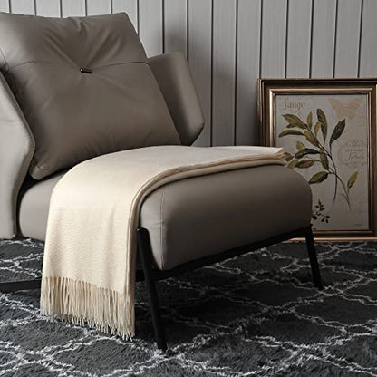 EP Mode 100% Pure Cashmere Throw Blanket for Sofa, Whisper White - color: Whisper White