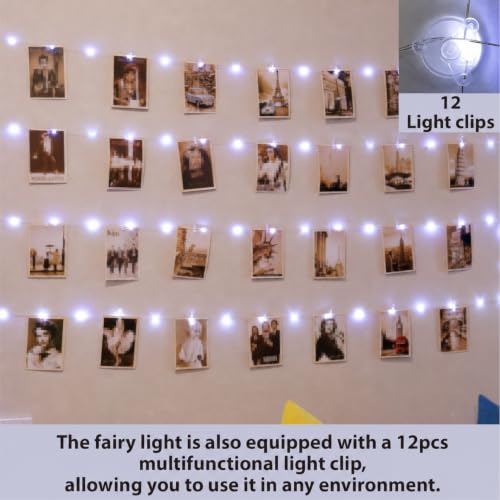 HXWEIYE 120LEDs Photo Clips String Light, 40Ft USB, Remote, 8 Modes & Timer - color: White, size: 40 Feet, 120 LEDs, USB Powered, 8 Modes