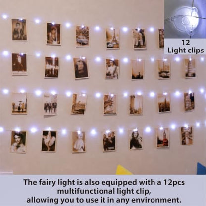 HXWEIYE 120LEDs Photo Clips String Light, 40Ft USB, Remote, 8 Modes & Timer - color: White, size: 40 Feet, 120 LEDs, USB Powered, 8 Modes