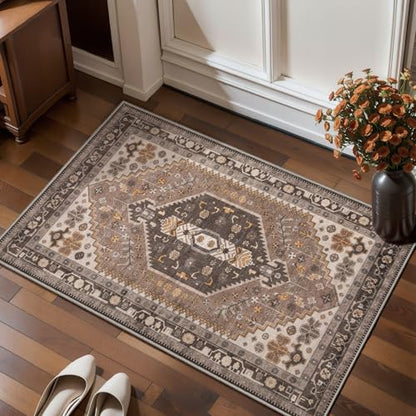 Ciicool 2x3ft Small Area Rug,Washable Boho Thin Mat for Entryway Kitchen - color: Hazel, size: 2' X 3' (Rectangular)