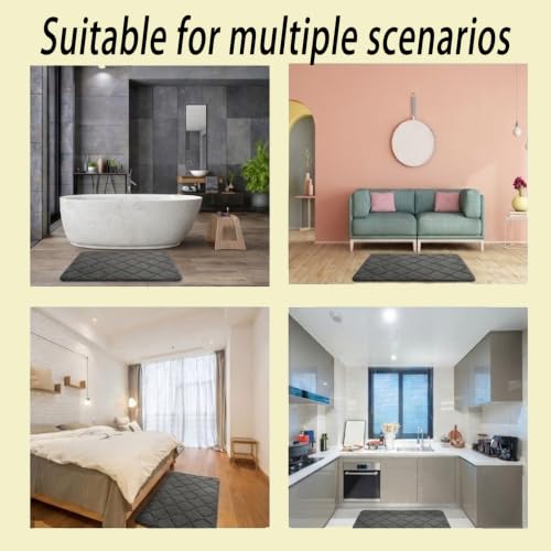 Memory Foam Bath Mat Non-Slip Cushioned Bathroom Floor Rug for Family Beige - color: Beige