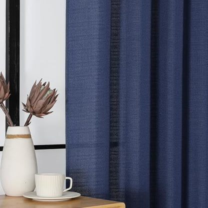 Blue Short Window Curtains Tier 2 Panels Set 30 Inch Drapes - color: Blue, size: 30"W x 30"L (Pack of 2)