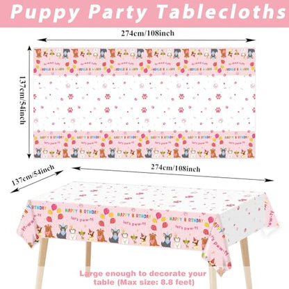 3 Pack Paw Patrol Birthday Decorations Pet Dog Tablecloths Puppy Table Covers Pink Dog Party Supplies Paw Print Table Decor for Girls Kids Lets Pawty Birthday Baby Shower Party Favor 54 x 108 Inch - style: Dog Birthday