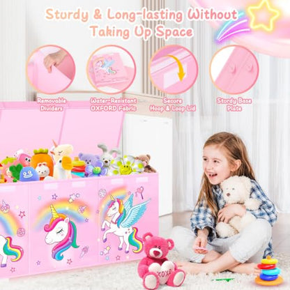 Extra Large Toy Box with Lids, Collapsible Storage Chest, 40"x16"x16" Pink - color: Pink