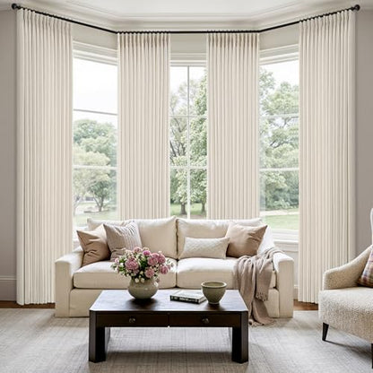 MIULEE Pinch Pleated Thick Linen Curtains 40x90 Inches Birch 4 Panels Set - color: Birch, size: 40"W x 90"L (Pack of 4)