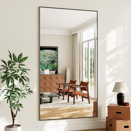 Koonmi 77"x38" Floor Mirror Full Length, Large Black Mirror - color: Black, size: 77"L x 38"W
