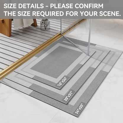 YDKGL Non Slip Bath Mat Thin Bathroom Rugs Fit Under Door Grey 16"x 24" - color: A- Light Gray, size: 16" x 24" (Rectangular)