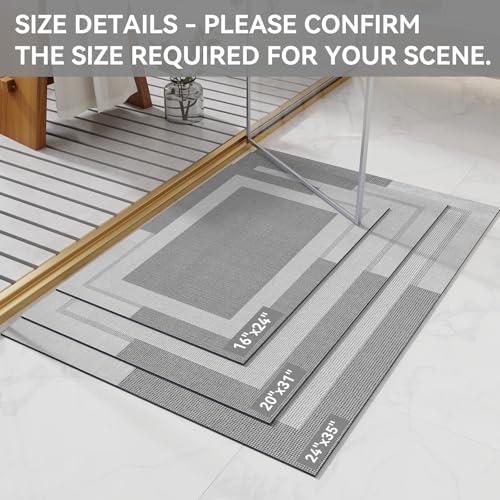 YDKGL Non Slip Bath Mat Thin Bathroom Rugs Fit Under Door Grey 20"x 32" - color: A- Light Gray, size: 20" x 32" (Rectangular)