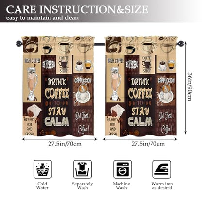 Coffee Kitchen Window Curtains Over Sink 27.5" W x 36" L - color: Coffee Kitchen Curtains, size: 27.5"W x 36"L (Pack of 2)