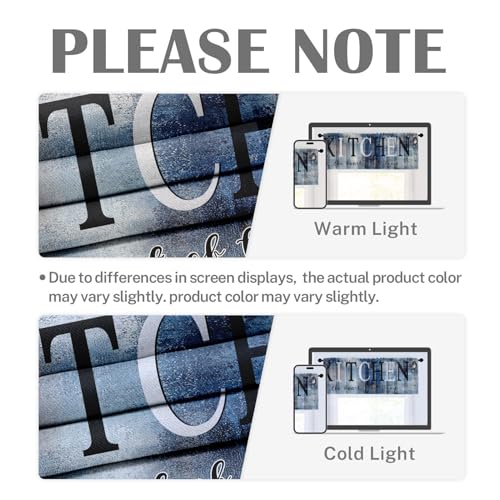 Emvency Valances for Windows, 2 Pack, 52x18 Inch, Farmhouse Blue - color: Kitchen Blue, size: 52"W x 18"L (Pack of 2)
