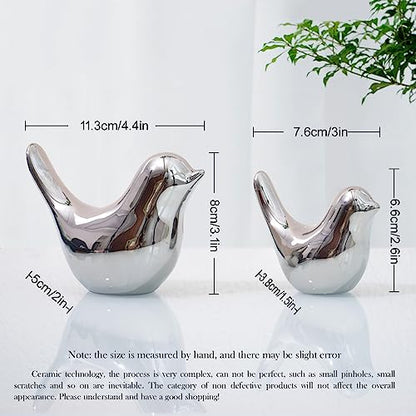 Notakia Silver Bird Figurines Set of 2 Small Bird Statues Home Decor - color: 2pcs Silver Birds