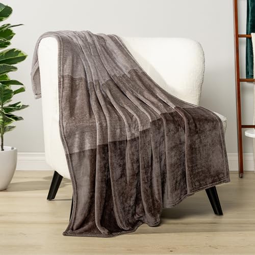 PAVILIA Taupe Ombre Fleece Throw Blanket for Couch Sofa Bed, 50x60 - color: Gradient - Taupe, size: 50 x 60 Inches - Throw