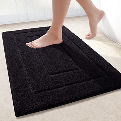 Buganda Microfiber Bathroom Rugs 30x20, Soft Shaggy Absorbent Bath Rugs - color: Black, size: 30" X 20"