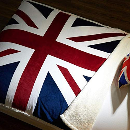 UKELER Flannel Sherpa Throw 60'' x 50'' Union Jack Fleece Blanket Soft Comfy Flannel Blanket Throws for Bed/Couch/Sofa/Office/Camping - color: B-union Jack, size: 50''x60''