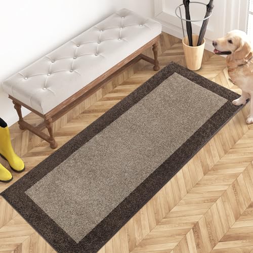 PURRUGS Hallway Runner Rug, 24" x 60", Grayish Brown & Coffee - color: Grayish Brown & Coffee, size: 24" X 60"