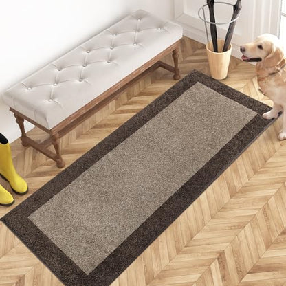 PURRUGS Hallway Runner Rug, 24" x 60", Grayish Brown & Coffee - color: Grayish Brown & Coffee, size: 24" X 60"