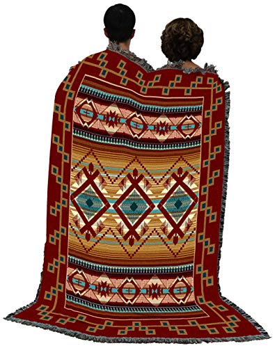 Pure Country Weavers Las Cruces Teal Blanket - Southwest Native American Inspired - Gift Tapestry Throw Woven from Cotton - Made in the USA (72x54) - color: Las Cruces Teal, size: Large