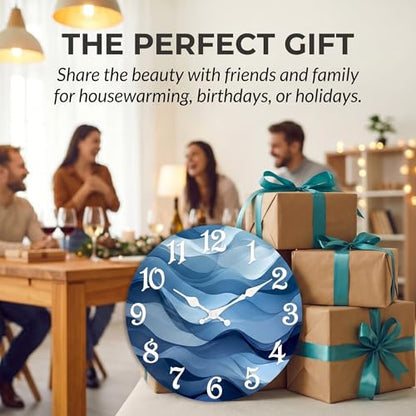 ArtSocket Round Wall Clock Silent Non-Ticking 8", Abstract Ocean Blue - color: Abstract Ocean Blue, size: 8in