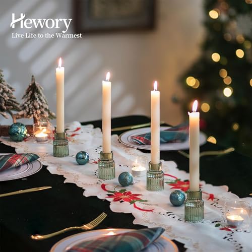 Hewory Taper Candle Holders Bulk, 10PCS Green Glass Candlestick Holders - color: Green, size: 10PCS
