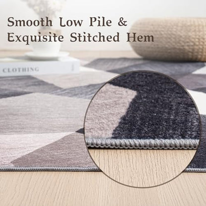 HOMFINE Washable Area Rug - Geometry Style Modern Rugs for Living Room, Bedroom, Machine Washable Rug Soft Non Slip Non Shedding Area Rug - Green, 8'x10' - color: Green, size: 8' x 10' (Rectangular)