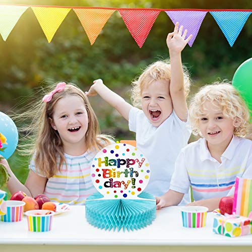 Rainbow Birthday Honeycomb Centerpiece for Table Decorations, 2 Pack