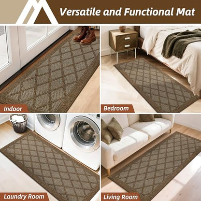COSY HOMEER Non-Slip Door Mat 20"x48",Entryway Rugs Low Profile,Brown - color: Brown, size: 4' x 1'8" (Rectangular)