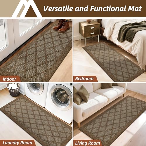COSY HOMEER Non-Slip Door Mat 24"x60",Entryway Rugs Low Profile,Brown - color: Brown, size: 5' x 2' (Rectangular)