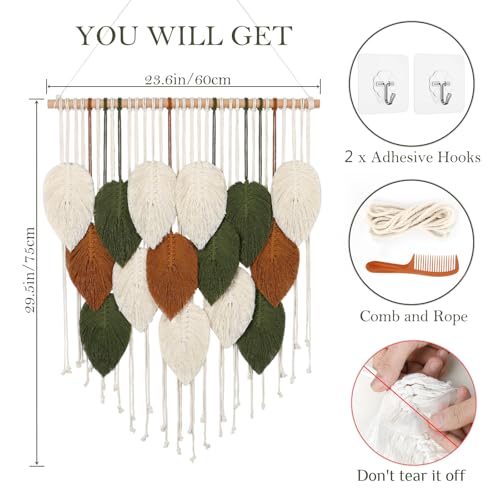 Macrame Wall Hanging Boho Woven Tapestry Chic Home Decor Modern Wall Art - color: 23.6"W x 29.5"L