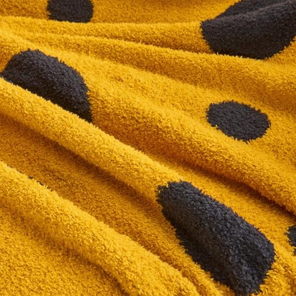 CozeCube Reversible Knit Throw Blanket, Yellow Black Polka Dot, 50"x60" - color: D-gold Yellow and Black, size: 50"x60"