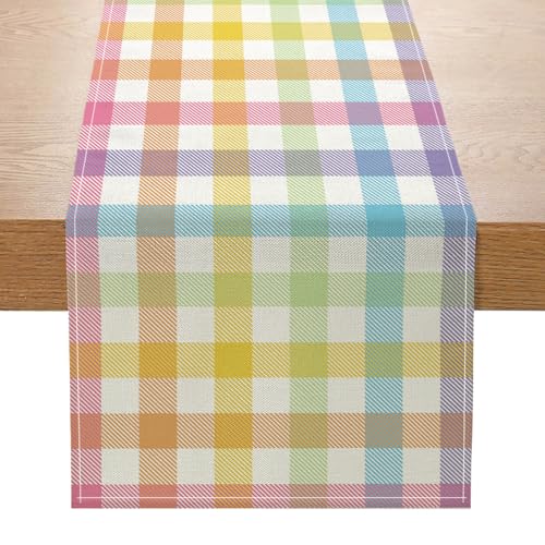 ONFAON Easter Buffalo Plaid Check Table Runner Spring Holiday Decoration Farmhouse Home Dining Room Kitchen Table Decor (13" x 72") - size: Easter01